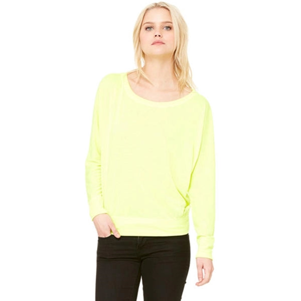 Bella Ladies Flowy Long-Sleeve Off Shoulder T-Shirt
