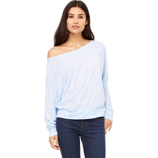 Bella Ladies Flowy Long-Sleeve Off Shoulder T-Shirt