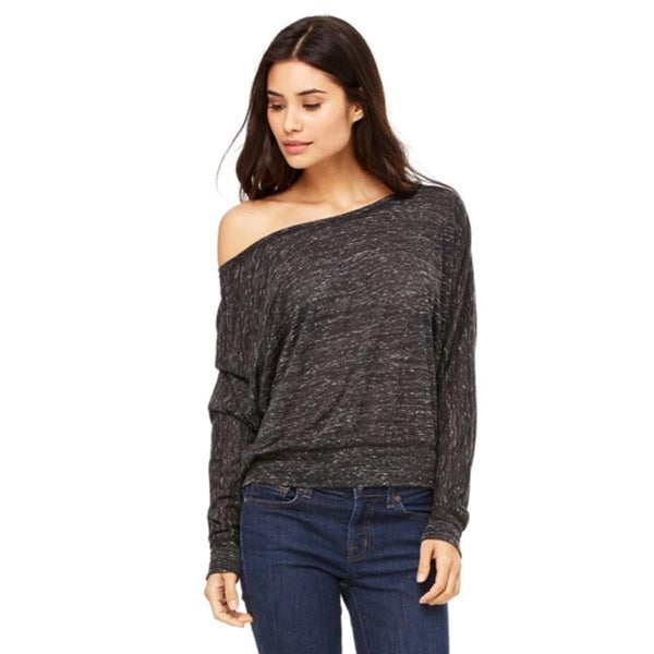 Bella Ladies Flowy Long-Sleeve Off Shoulder T-Shirt