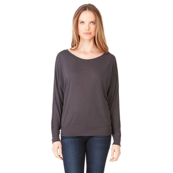 Bella Ladies Flowy Long-Sleeve Off Shoulder T-Shirt
