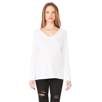 Bella + Canvas Ladies Long-Sleeve Flowy V-Neck - Dark/All
