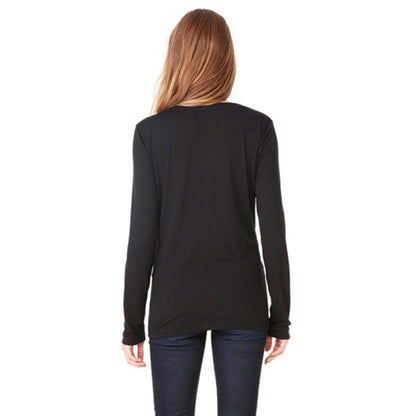 Bella + Canvas Ladies Long-Sleeve Flowy V-Neck - Dark/All