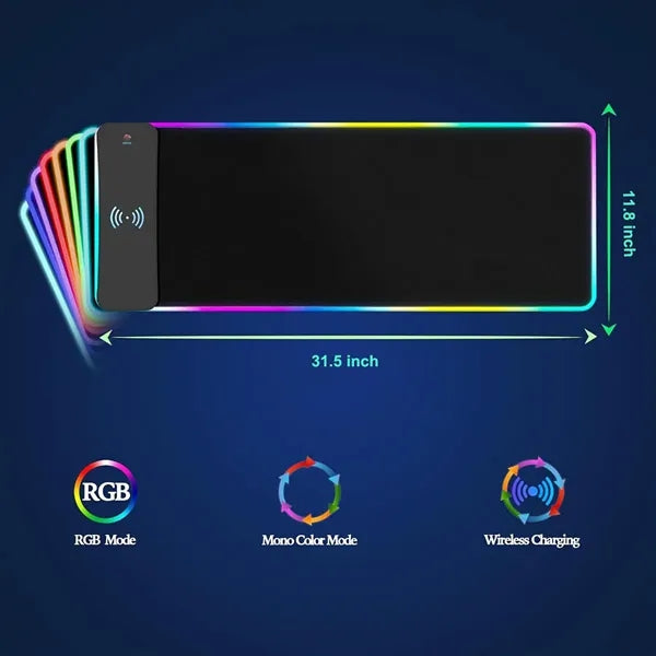 LED Wireless Charging RGB Gaming Mouse Pad 15W