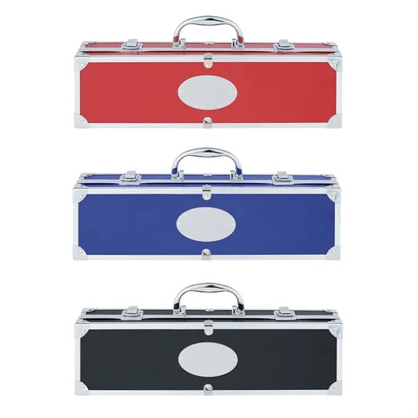 Stainless Steel BBQ Grill Tool Set  Aluminum Storage Case