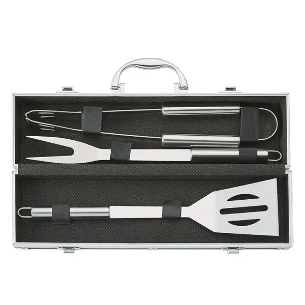 Stainless Steel BBQ Grill Tool Set  Aluminum Storage Case