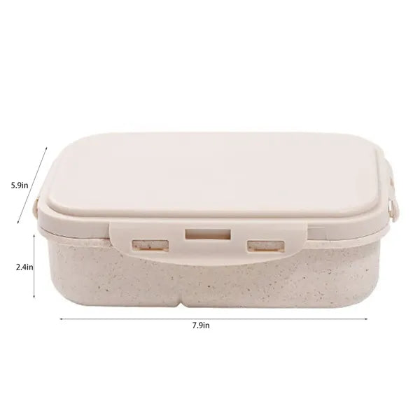 Leak Proof Wheat Straw Lunch Bento Box w/ Utensils