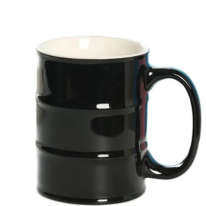 15oz C Handle Oil Barrel Shape Ceramic Mug