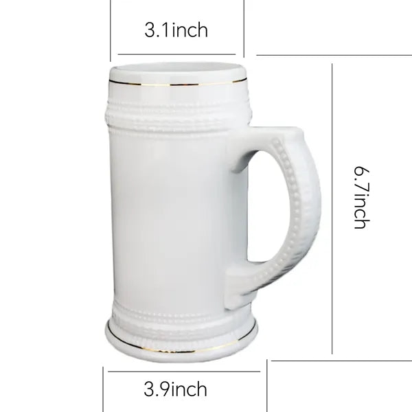 22oz Ceramic Beer Mug w/ Handle