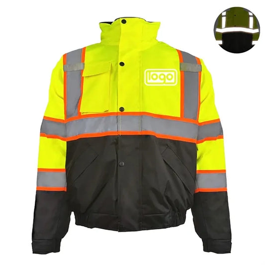 Waterproof Oxford Hooded Reflective Safety Rain Coat