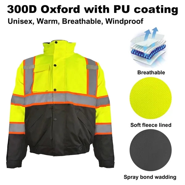 Waterproof Oxford Hooded Reflective Safety Rain Coat