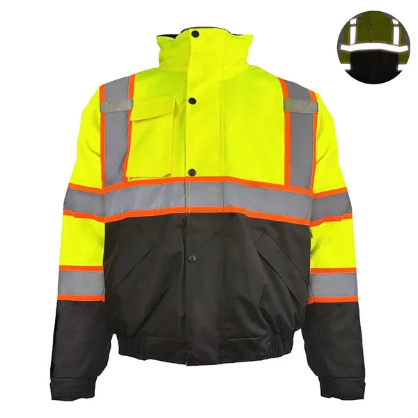 Waterproof Oxford Hooded Reflective Safety Rain Coat
