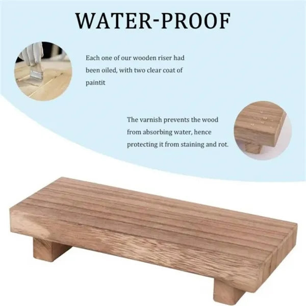 Waterproof Wooden Square Display Riser Tray