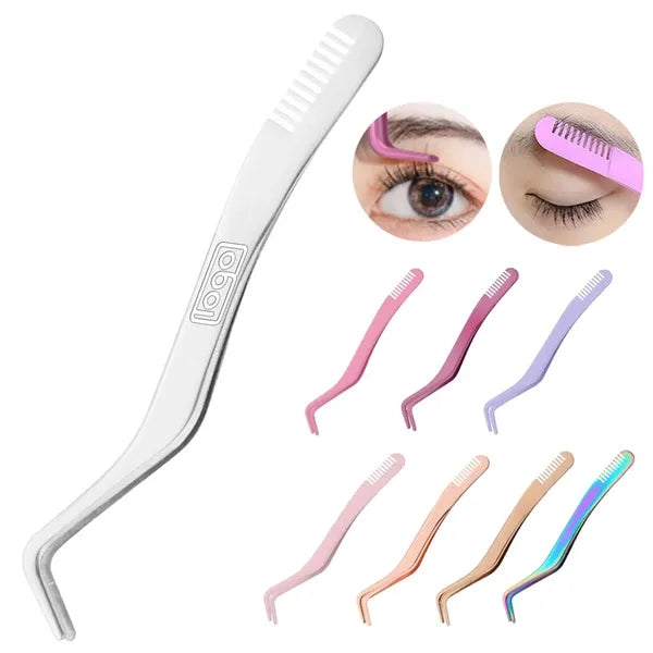 Stainless Steel Eyelash Tweezer w/ Comb