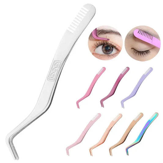 Stainless Steel Eyelash Tweezer w/ Comb