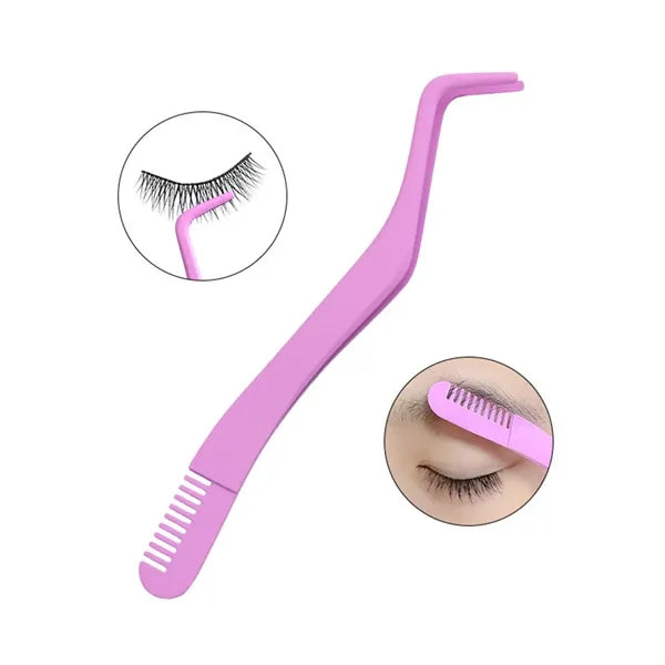 Stainless Steel Eyelash Tweezer w/ Comb