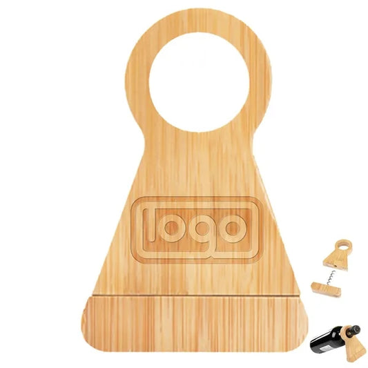 2 in 1 Bamboo Triangle Wine Stand w/ Corkscrew