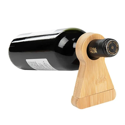 2 in 1 Bamboo Triangle Wine Stand w/ Corkscrew