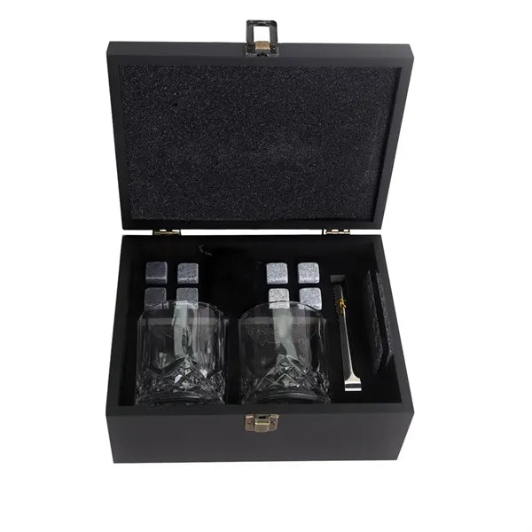 Whiskey Stones Glass Wooden Box Set