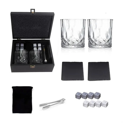 Whiskey Stones Glass Wooden Box Set