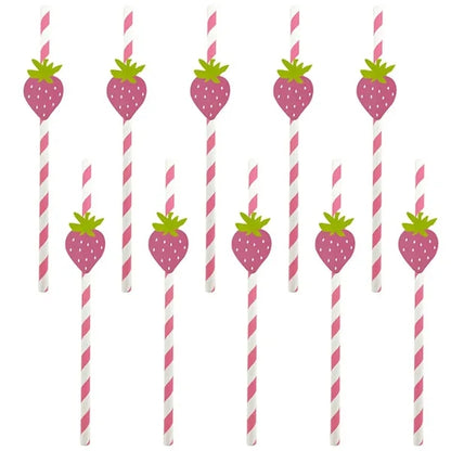 10PCS Fruit Themed Disposable Paper Straws