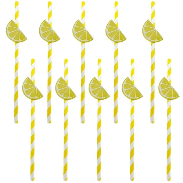 10PCS Fruit Themed Disposable Paper Straws