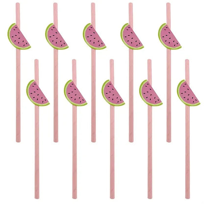 10PCS Fruit Themed Disposable Paper Straws