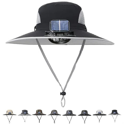 Wide Brim Solar USB Rechargeable Fan Sun Hat