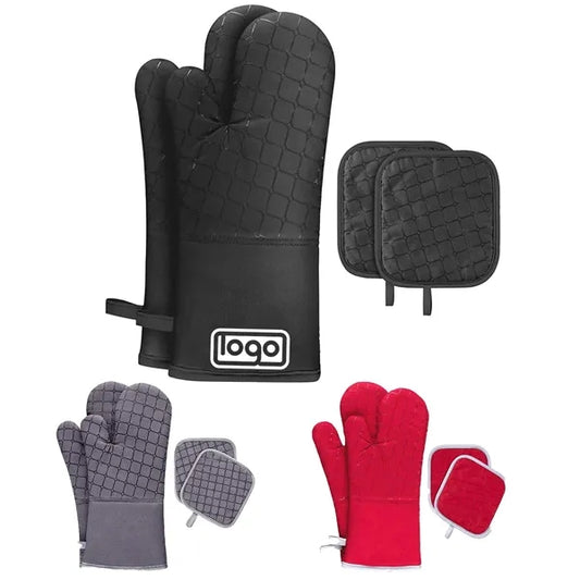 Heat Resistant Non Slip Silicone Oven Mitts Set