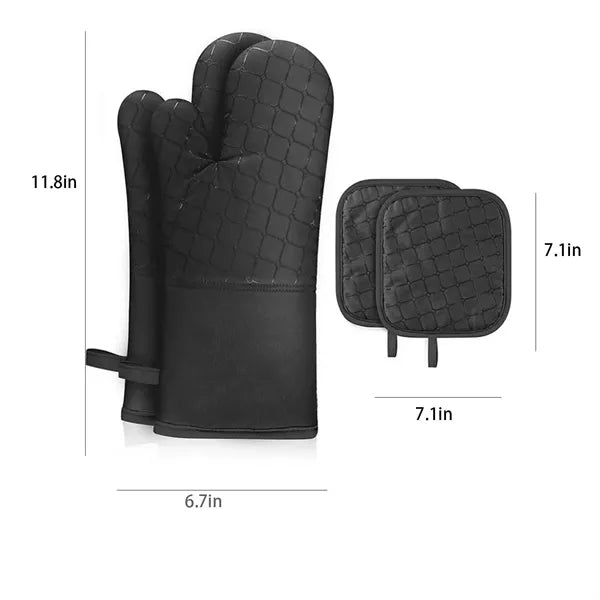 Heat Resistant Non Slip Silicone Oven Mitts Set