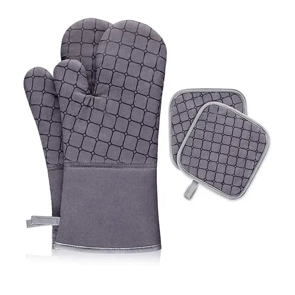Heat Resistant Non Slip Silicone Oven Mitts Set