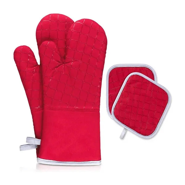 Heat Resistant Non Slip Silicone Oven Mitts Set