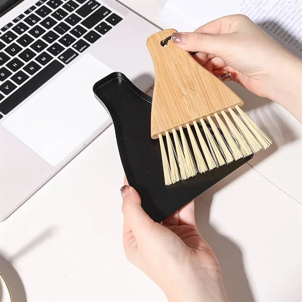 Mini Desktop Cleaning Bamboo Broom Dustpan Set