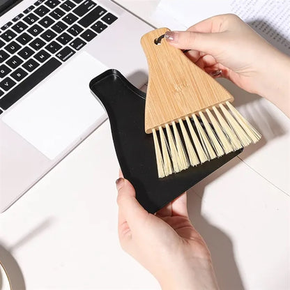 Mini Desktop Cleaning Bamboo Broom Dustpan Set