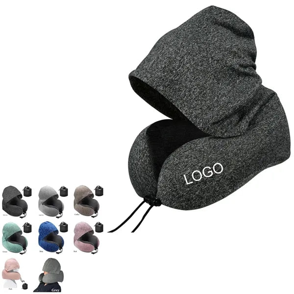 Memory Foam Neck Travel Pillow with Hoodie