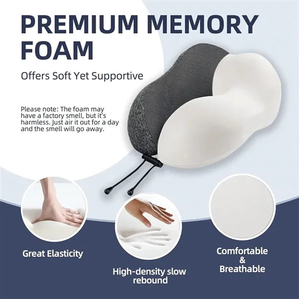 Memory Foam Neck Travel Pillow with Hoodie