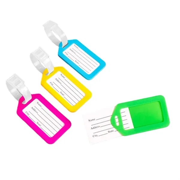 Simple Checked Luggage Tag with Address Card