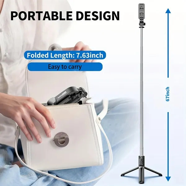 67'' Extendable Cell Phone Selfie Stick Tripod
