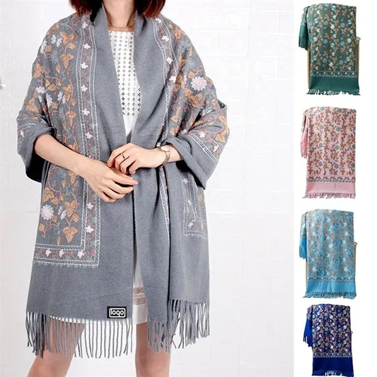 Womens Polyester Winter Tassel Wrap Shawl