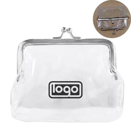 Clear PVC Iron Clip Card Cash Keys Coin Purse