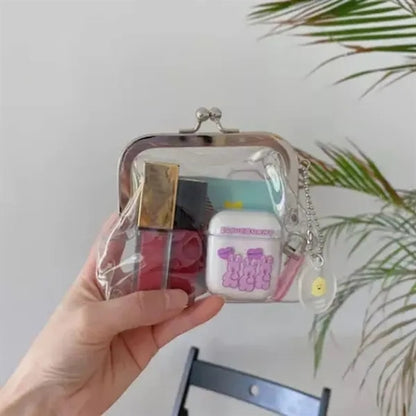 Clear PVC Iron Clip Card Cash Keys Coin Purse