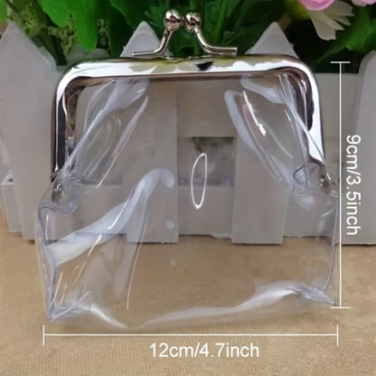 Clear PVC Iron Clip Card Cash Keys Coin Purse