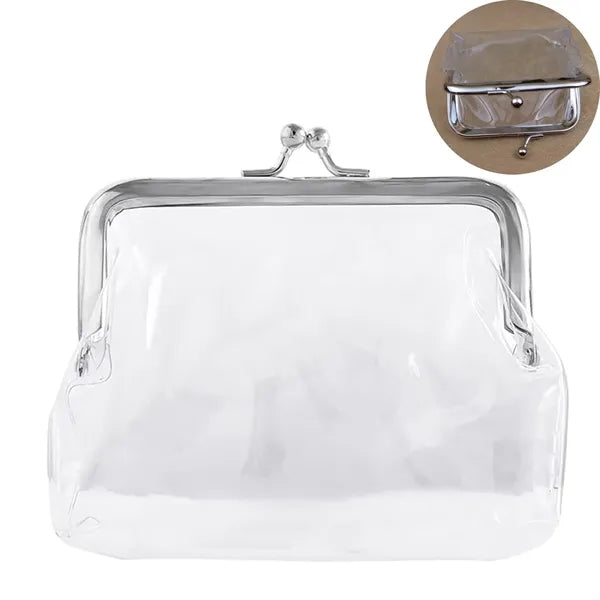 Clear PVC Iron Clip Card Cash Keys Coin Purse