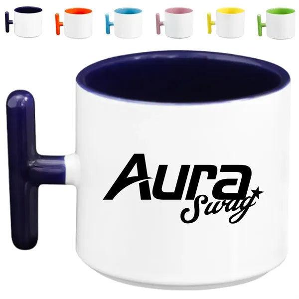 12Oz. Modern Ceramic Mug with Unique T-Handle Design