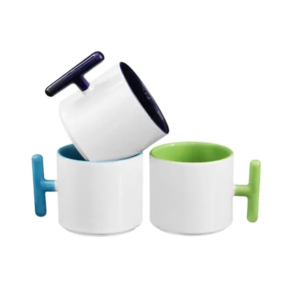 12Oz. Modern Ceramic Mug with Unique T-Handle Design