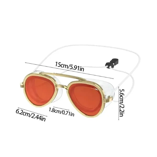 Retro Glacier Sunglasses W/ Side Shields & Secure Neck Cord