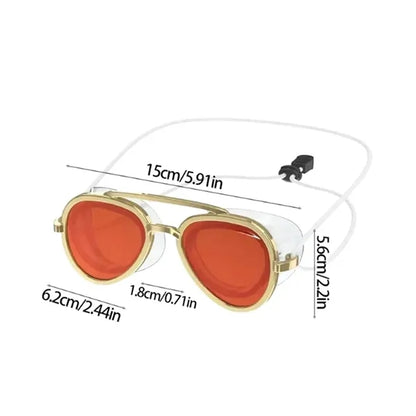 Retro Glacier Sunglasses W/ Side Shields & Secure Neck Cord