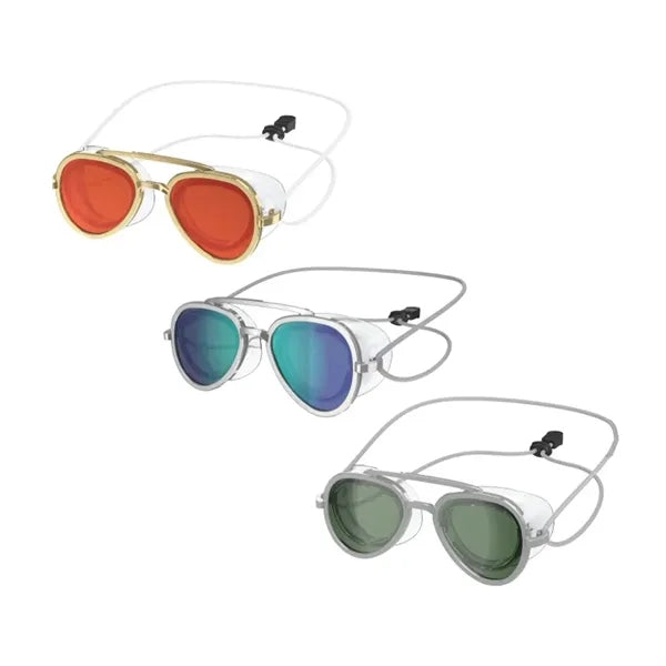 Retro Glacier Sunglasses W/ Side Shields & Secure Neck Cord
