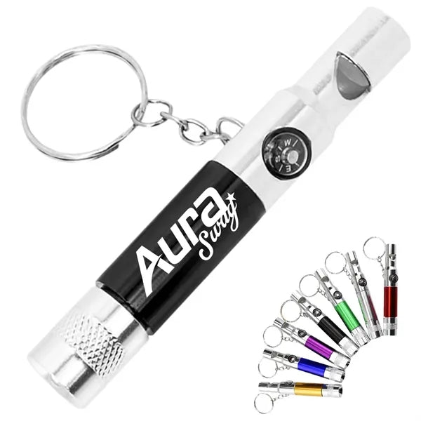 3-in-1 Whistle Flashlight Compass Keychain