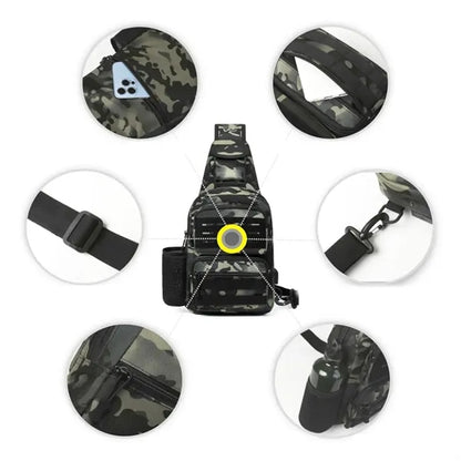 Tactical Chest Sling Bag with Bottle Holder