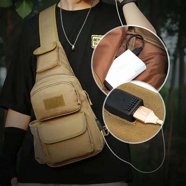 Tactical Chest Sling Bag with Bottle Holder